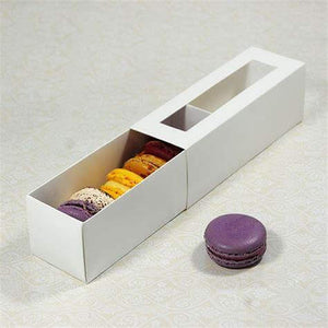 Cutie pentru macarons cu fereastră, 5 buc/set, 18.2x5.2x5 cm, include macarons colorati.