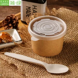 Boluri din carton kraft exterior si interior pentru supa, cu capac transparent, 16 oz/500 ml, 25 buc/set -0.70 LEI Buc cu TVA inclus